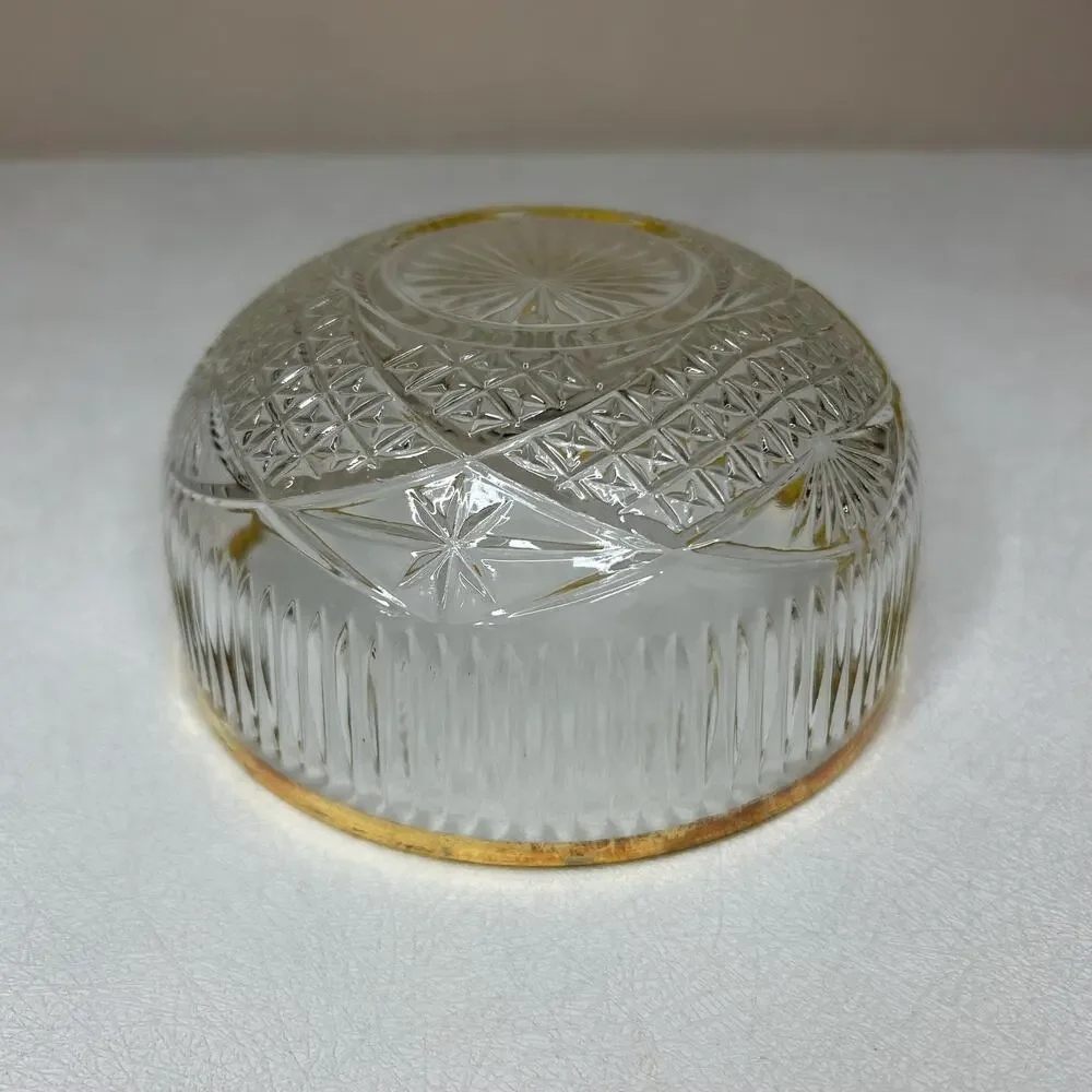 Vintage Italian Blown Crystal Dessert Bowls 24K Gold Trim - Set of 3